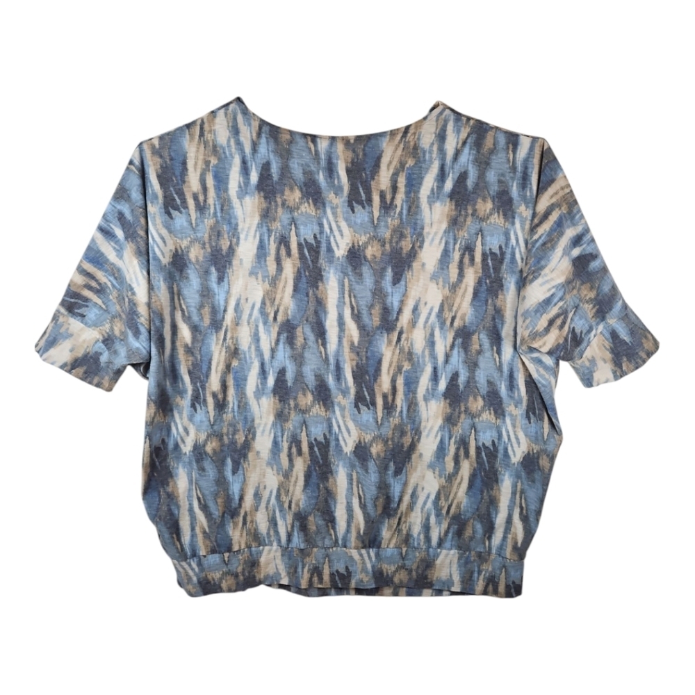 Jones New York Blue Ikat Cowl Neck 3/4 Dolman Sleeve Top 1X - Picture 8 of 9